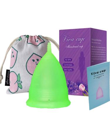 Super soft menstrual cup sensitive cup - medical silicone cup - reusable women's hygiene products women tapes for women (S green)