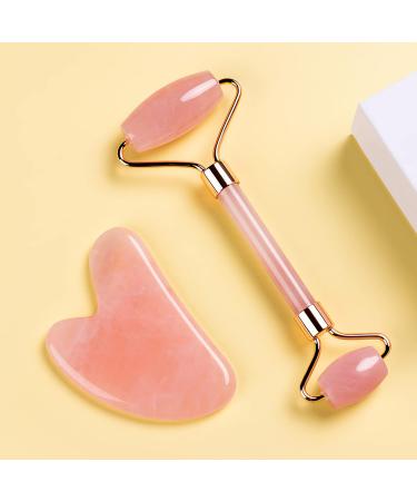 Jade Roller & Gua Sha Set Face Roller Massage Tool for Face Eyes Neck Skin Care Routine Facial Beauty Skincare Massager Tool Gifts for Women Relieve Fine Lines and Wrinkles (Pink) Pink Rollers Set - Buy Online on GoSupps.com