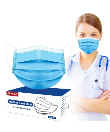 100 Pack Made in USA Disposable Face Masks- Medical Grade 3 Ply Protection Face Mask for Adults - Comfortable,Soft, Breathable