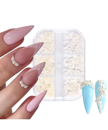 2 Boxes Gold Silver Nail Art Pearls Beads & Rhinestones for DIY Manicure & Jewelry - Buy Online on GoSupps.com