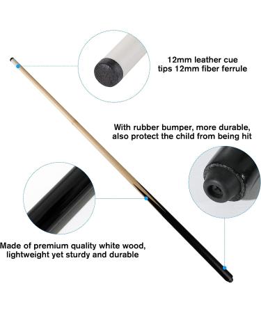 Kids Pool Cue Sticks Set - 36 One Piece & 42 2-Piece Billiards Cue Sticks - 12mm Cue Tip - Set of 4 & Set of 2 - Buy Online on GoSupps.com