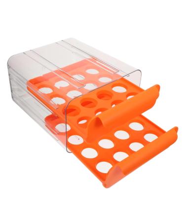 Angoily Egg Storage Box Portable Fridge Refrigerator Egg Case Egg Bin Double Layer Crisper Plastic re-usable Orange 23.5x21.5cm