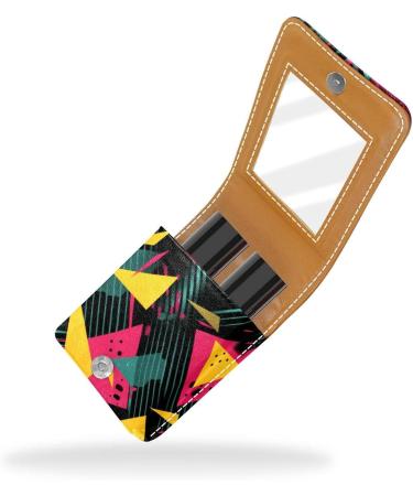 Travel Lipstick Organizer Case - Portable Makeup Bag with Mirror | Abstract Art Geometry Design - Buy Online on GoSupps.com