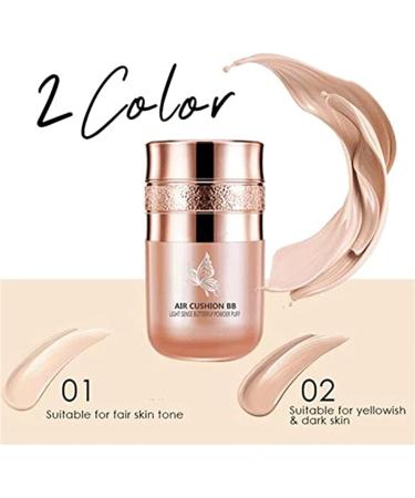 KISHAL Butterfly Cushion BB Cream Air CC Moisturizing Concealer Makeup Base Liquid Foundation Powder Puff Effectively Cover Skin Blemishes (Lvory+Natural) 3.88 Ounce (Pack of 1) Lvory+Natural - Buy Online on GoSupps.com