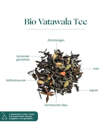 Buy Bio VataWala Tea - 25 Premium Ayurvedic Herbal Tea Bags with Ginger Licorice Root & Anise - Certified & Sustainable - International Shipping Available - Buy Online on GoSupps.com