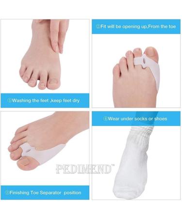 Pedimend Silicone Gel Big Toe Straightener Bunion Pain Relief Protector (4PAIR) - Gel Toe Separators - Absorbs Pressure & Eases Pain on Sore Bunion - Unisex - Foot Care - Buy Online on GoSupps.com