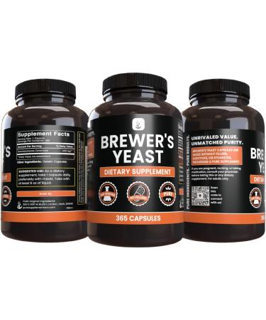 PURE ORIGINAL INGREDIENTS Brewer's Yeast (365 Capsules) No Magnesium Or Rice Fillers Always Pure Lab Verified 365 Count (Pack of 1) - Buy Online on GoSupps.com