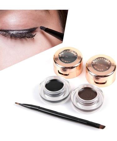 Eyebrow Pen Eye Makeup Tool 2 in 1 Waterproof Longlasting Eyebrow Eyeliner Cream Smoky Eye Makeup Cosmetic Tool Brown Black - Buy Online on GoSupps.com