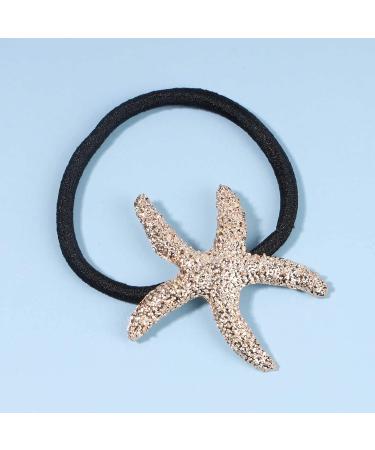 Yheakne Starfish Hair Tie Scrunchies Nylon Ring Elastic Hair Band Black Rope Ponytail Holder Metal Hair Accessories for Women and Girls Gifts - Buy Online on GoSupps.com