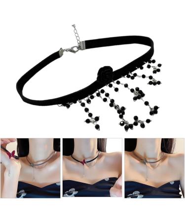 Shop OralGos Retro Acrylic Necklace - Elegant Fringe with Black Crystals | International Shipping Available - Buy Online on GoSupps.com