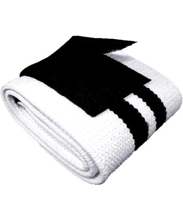 Spot Lion Fitness Professional Quality Wrist Wraps for Powerlifting & Bodybuilding - White/Black Stripes - Buy Online on GoSupps.com