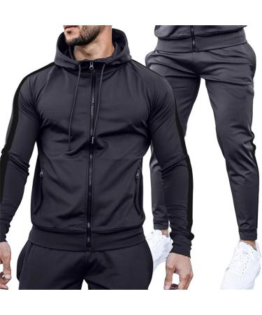 Hanxiulin Men's Training Suit - Casual Jogging Sportswear Long Sleeve Jacket for Autumn & Winter Dark Gray 3XL - Buy Online on GoSupps.com