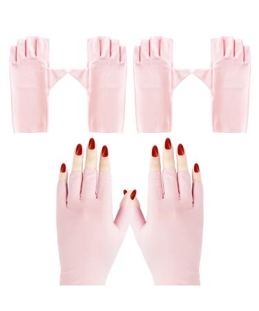Unaone 2 Pairs Anti UV Gloves UV Shield Gloves for Gel Manicure Light Protection Gloves for Gel Nail Lamp Nail Art Fingerless UV Light Glove to Protect Hands from UV Light Lamp Dryer Pink Pink 4 Count (Pack of 1)
