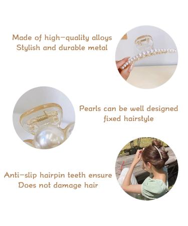 Rongyi 5 Piece Large Hair Clips - Elegant Pearl Slipproof for Thick Hair | Perfect for Weddings Vacations & Parties - Buy Online on GoSupps.com