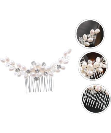 Didiseaon Rhinestone Bridal Comb Bridal Hair Combs Bridal Hair Clip Bridal Headpiece Hair Teasing Comb Floral Hair Accessories Honey Brows Tiara Bride Abs Pearl Decorate - Buy Online on GoSupps.com