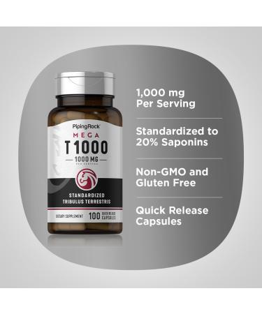 Piping Rock Tribulus Terrestris for Men 1000mg - 100 Capsules | Non-GMO Gluten Free Mega Standardized Extract Supplement - Buy Online on GoSupps.com