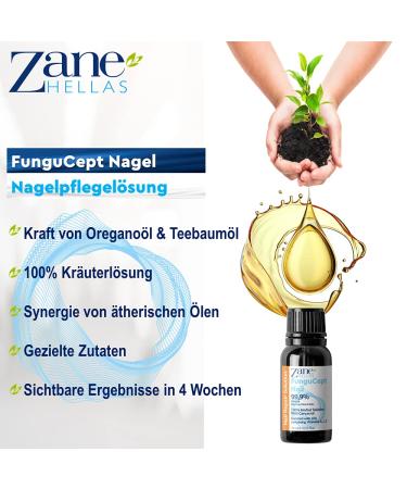 Zane Hellas Fungucept Nail Repair Solution - Natural Oregano Oil Treatment for Healthy Nails | 0.33 OZ (10 ml) | Best for Decolorized & Thick Nails - Buy Online on GoSupps.com