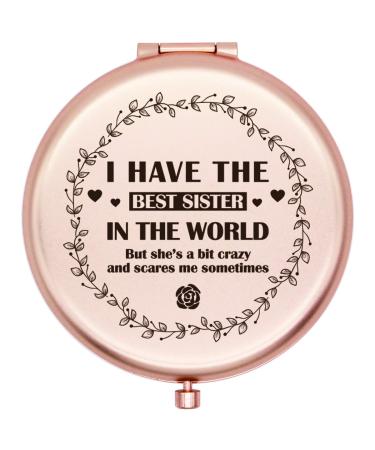muminglong Frosted Compact Mirror for Sister from Sister  Brother  Birthday  Christmas Ideas for Sister-Best Sister (Rose Gold)