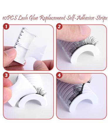 2 Pairs Self-Adhesive Eyelashes & 10PCS Replacement Glue Strips - Reusable Waterproof Natural Look | International Shipping Available - Buy Online on GoSupps.com