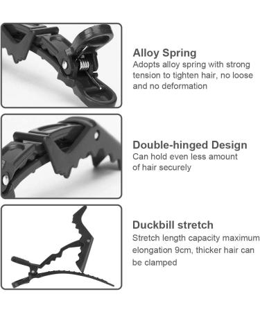 Hair Styling Clips Sectioning Alligator hair clips Duckbill Clips Non-Slip Hairdresser dedicated Partition Hairgrips For Thick Hair Large Hairpin Black - Buy Online on GoSupps.com