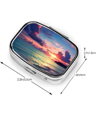 Ocean & Sunset Printed Square Pill Box | Portable Traveling Medicine Organizer - Buy Online on GoSupps.com