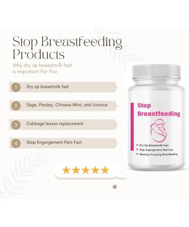 SHUNNIUB Stop Breastfeeding Products Weaning Postpartum Essentials for Women Dry Up Breastmilk Supply & Stop Pumping Engorgement Pain Fast 60 Capsules Pills - Buy Online on GoSupps.com