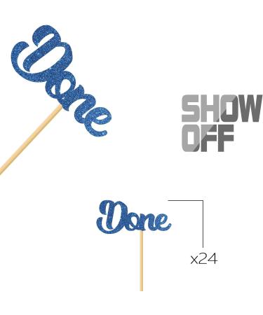 MonMon & Craft Done Cupcake Toppers/Graduation Cupcake Decor/Congrats Grad Cupcake Toppers/College Graduation Party Cupcake Decorations/Blue Glitter 24 Pcs - Buy Online on GoSupps.com