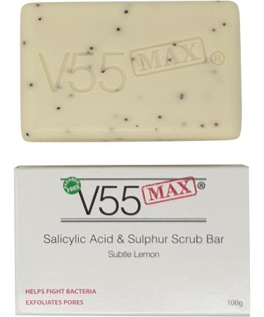 V55 MAX Salicylic Acid Tea Tree Oil and Sulphur Soap Scrub - 100g, Paraben and Cruelty Free - Buy Online on GoSupps.com