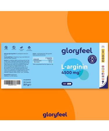 Buy L-Arginine 365 Vegan Capsules - 4500mg High-Dose Pure L-Arginine HCL - Additive-Free Lab Tested Made in Germany - International Shipping Available - Buy Online on GoSupps.com