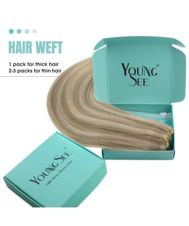 Youngsee Real Hair Extensions - 55cm Brown & Blonde Remy Weft 100g Long Weave - Premium Quality Hair Treats - Buy Online on GoSupps.com