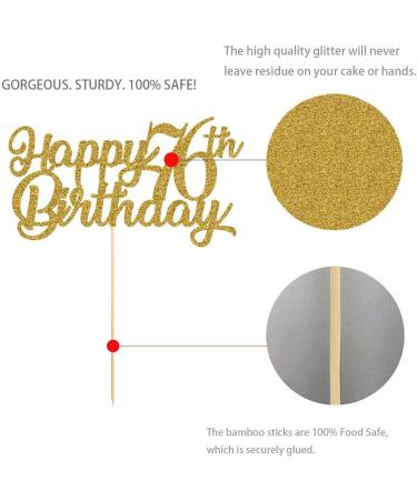 76th Birthday Cake Topper Gold Glitter Cheers To 76 Years Party Decoration Supply - Buy Online on GoSupps.com