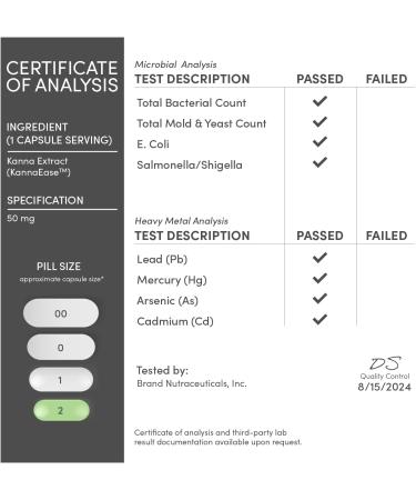 Kanna Extract Supplement (Sceletium Tortuosum) - 50mg Per Capsules 120 Count - for Relaxation and Peace of Mind (Min .4% Total Alkaloids) Non-GMO Gluten Free Vegan Safe by Double Wood - Buy Online on GoSupps.com