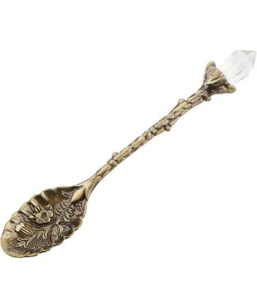 Vintage Spoon Stir Spoon Crystal Head Vintage Pattern Shaped Coffee Spoon Dessert Spoon Dessert Scoop(Green Bronze) - Buy Online on GoSupps.com
