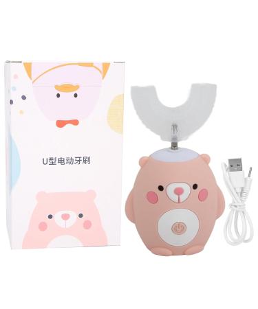 Kids U-Shaped Electric Toothbrush - Cute Cartoon Bear Design IPX7 Waterproof Automatic Tooth Whitening Oral Care (Pink) - Buy Online on GoSupps.com