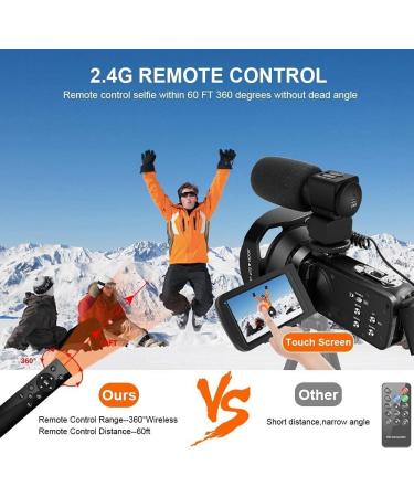 4K Camcorder 56MP 30FPS WiFi Vlogging Camera with Microphone, 3.0 Touch Screen, IR Night Vision and Remote Control - Black - Buy Online on GoSupps.com