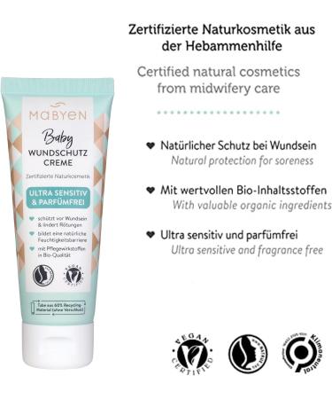 Mabyen Wound Protection Cream 50ml | Certified Natural Vegan Perfume-Free | Climate-Neutral Baby Diaper Cream - International Shipping - Buy Online on GoSupps.com
