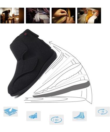 Men's Adjustable Diabetic Wide Fit Slippers | Memory Foam | Breathable | Edema & Swollen Feet Relief | Plantar Fasciitis | Size 10 | Black - Buy Online on GoSupps.com