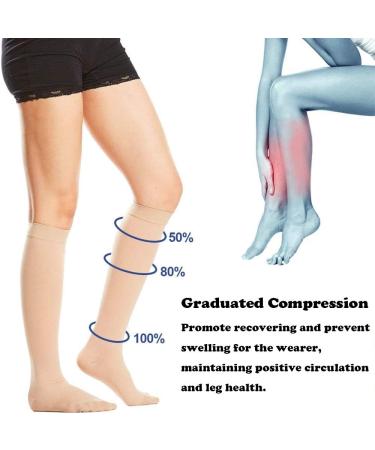 Buy 20-30 mmHg Open Toe Compression Stockings for Varicose Veins - Medical Elastic Support for Men & Women (Skin XL) - International Shipping Available - Buy Online on GoSupps.com