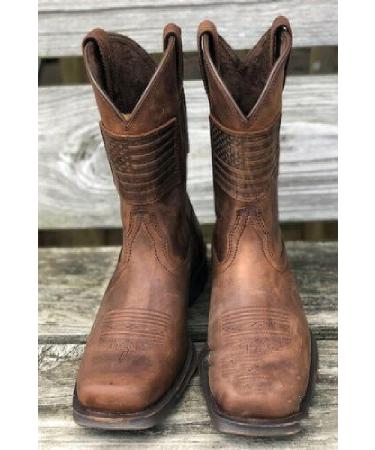 20 PC Men's Sport Western Boot - Retro Square Toe Cowboy Boots in Brown - Buy Online on GoSupps.com