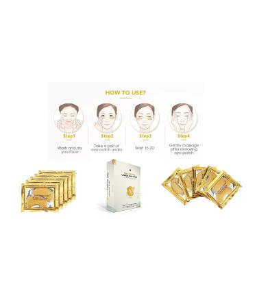 24K Gold Eye Mask - 16 Pairs - Reduces Dark Circles, Puffiness, Fine Lines & Wrinkles - Buy Online on GoSupps.com