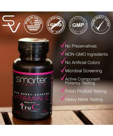 Smarter Raw Whole Food Vitamin C from Berries Premium Antioxidants Bioflavonoids & Polyphenols 60 Vegan Capsules 1 - Buy Online on GoSupps.com