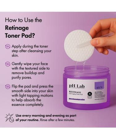 pH Lab Retinage Anti-Aging Toner Pad with Bakuchiol & Collagen Gentle Face Pads for Smooth and Refreshed Skin 60 Pads - Buy Online on GoSupps.com