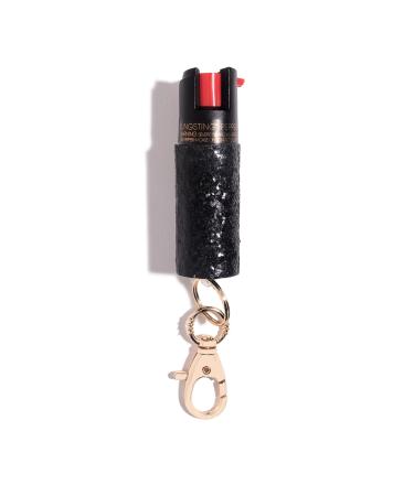 Pepper Spray Maximum Strength Keychain for Women, 12-Foot Spray Range & UV Dye - Glitter Black 1