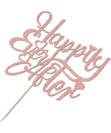 Crseniny Happily Ever After Cake Topper Wedding Anniversary Cake Topper for Wedding Engagement Bridal Shower Bachelorette Party Vow Renewal Anniversary Party Decoration Supplies (Rose Gold Glitter) - Buy Online on GoSupps.com