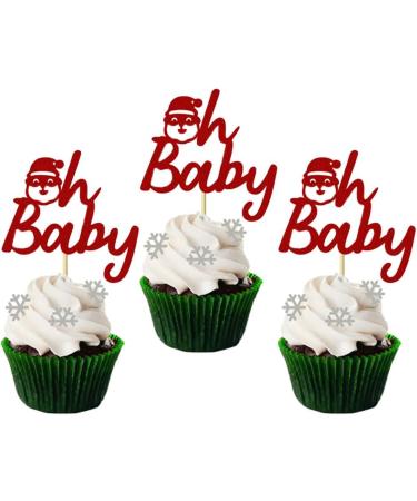 24pcs Santa Oh Baby Cupcake Toppers Baby Gender Reveal Cake Decorated Birthday Party Christmas Theme Dessert Insert MGPFERD - Buy Online on GoSupps.com