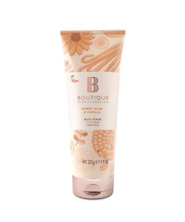 Boutique Amber Musk & Vanilla Hair & Body Scrub Cleanses Skin Leaving it Feel Soft and Smooth 225g