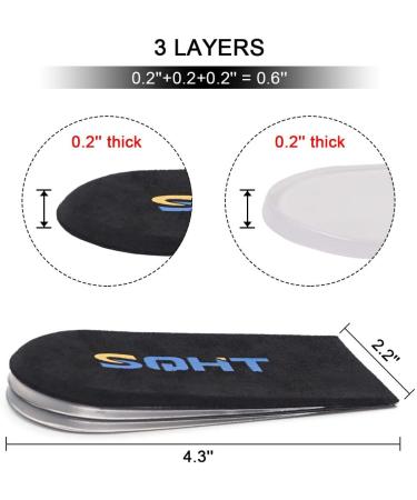 SQHT Adjustable Orthopedic Heel Lift - Height Increase Insoles for Leg Length Discrepancies and Achilles Tendonitis - Heel Cushion Lifts for Heel Pain | Black, Small-Women's 4.5-9.5/Men's 6-8.5 - Buy Online on GoSupps.com