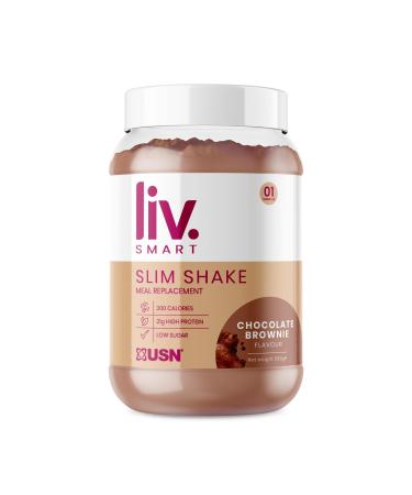 Liv.Smart by USN Slim Chocolate Brownie 550g - High Protein (21g) Meal Replacement Shake & Weight Loss Support - Low in Sugar & Suitable for Vegetarians