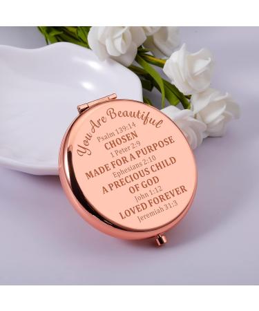 Inspirational Christian Compact Makeup Mirror for Women - Bible Verse Gift for Daughter, Sister, Friends - Ideal for Birthdays, Christmas, Baptism - Religious Stocking Stuffer - Buy Online on GoSupps.com