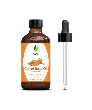 SVA Carrot Seed Oil - 4 Fl Oz 100% Natural Cold Pressed Carrot Oil - for Face Skin Care Hair Care Scalp Massage & Body Massage Carrier Oil with Dropper Carrot 4 Fl Oz (Pack of 1)